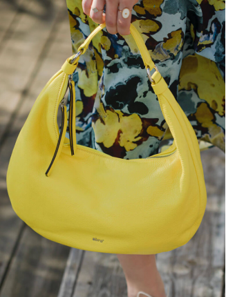 La sac Hobo NANA en cuir jaune - Abro