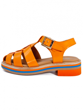 La sandale fermée en cuir orange - Pertini